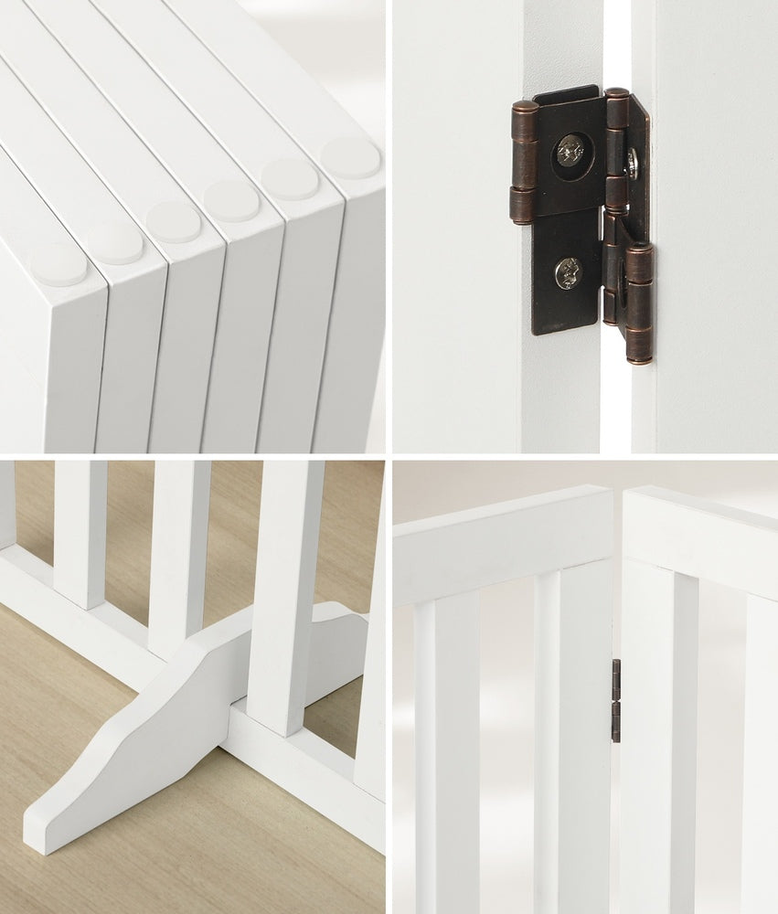 Wooden Pet Gate Dog Fence Safety Stair Barrier Security Door 6 Panels