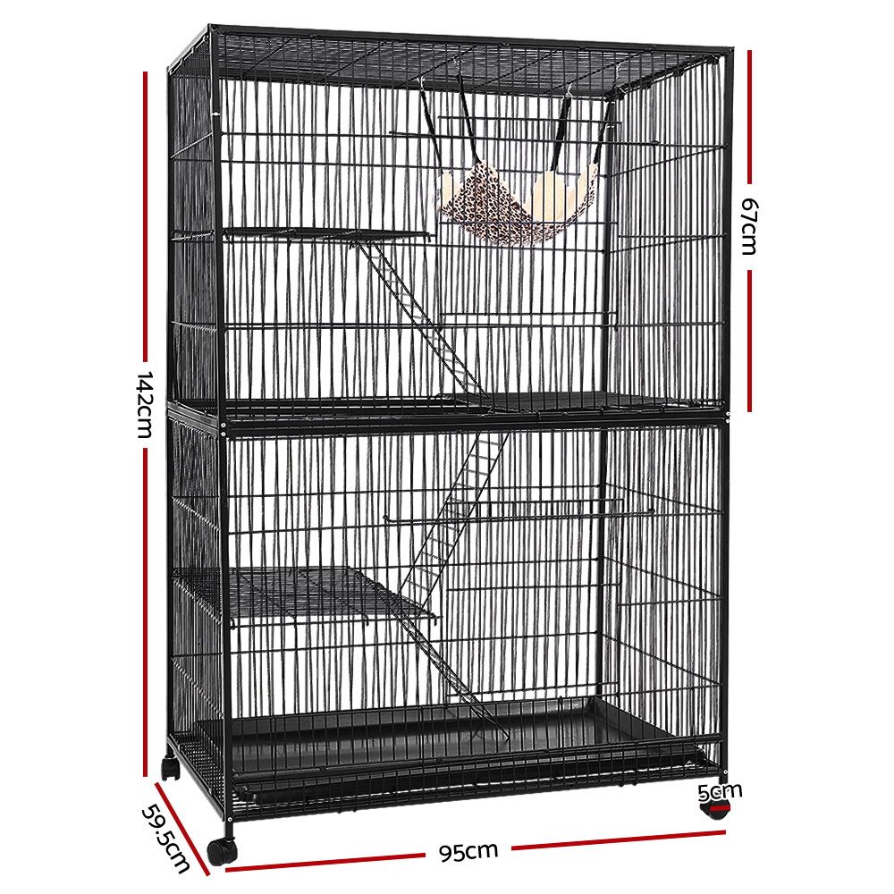 4 Level Rabbit Cage Bird Ferret Parrot Aviary Cat Hamster Castor 142cm