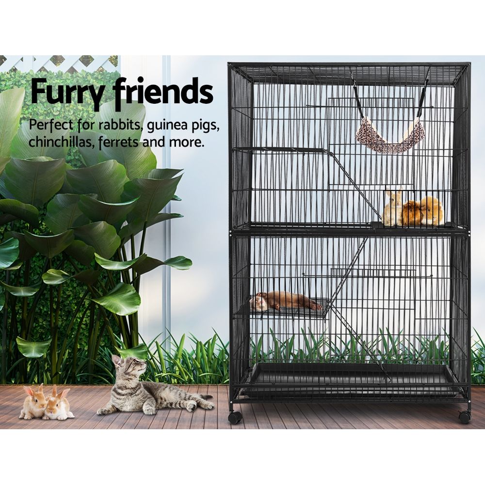4 Level Rabbit Cage Bird Ferret Parrot Aviary Cat Hamster Castor 142cm