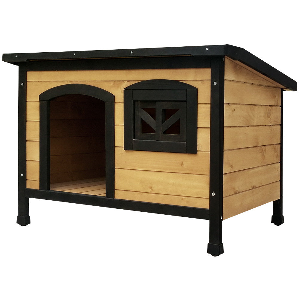 Large Wooden Dog Kennel Outdoor Pet House Weatherproof Raised Floor