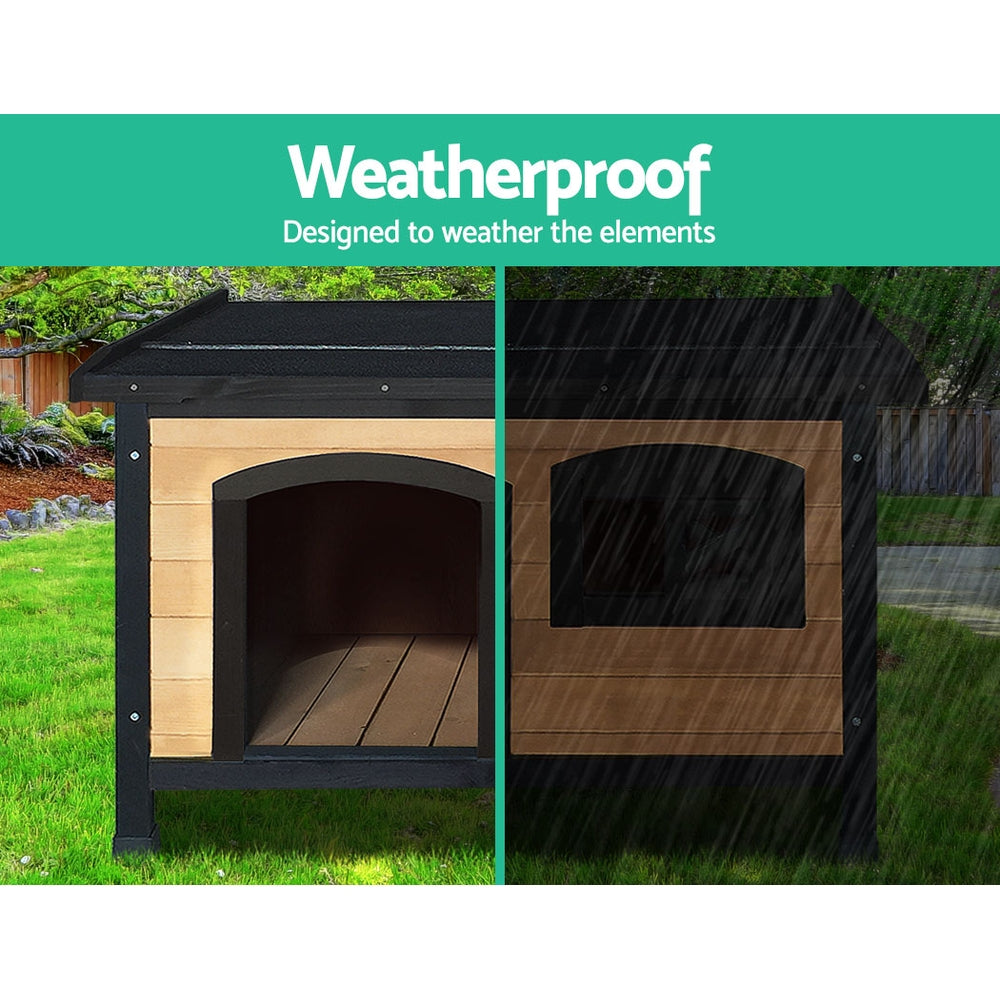 Large Wooden Dog Kennel Outdoor Pet House Weatherproof Raised Floor