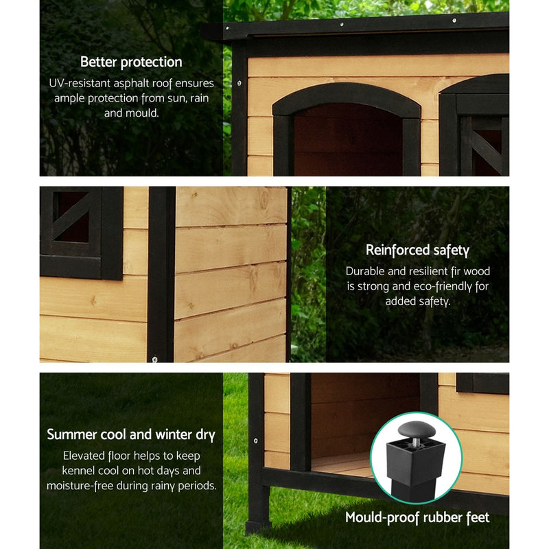 Large Wooden Dog Kennel Outdoor Weatherproof Pet House
