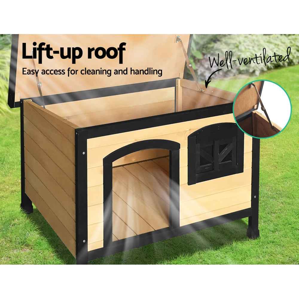 Large Wooden Dog Kennel Outdoor Pet House Weatherproof Raised Floor