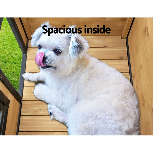 Dog Kennels - Large Wooden Dog Kennel Outdoor Pet House Weatherproof Raised Floor