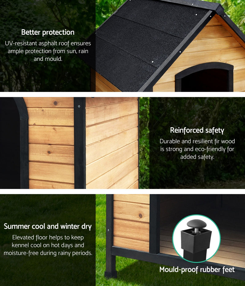 Dog Kennels - Xl Wooden Dog Kennel Outdoor Pet House Waterproof