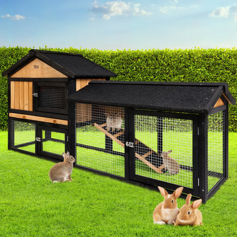 I.Pet Rabbit Hutch Hutches Large Metal Run Wooden Cage Waterproof Outdoor Pet House Chicken Coop Guinea Pig Ferret Chinchilla Hamster 165Cm X 52Cm X 86Cm