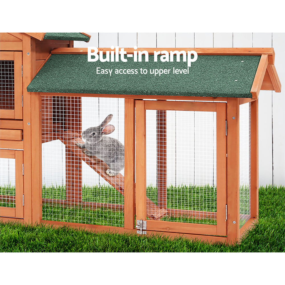 Large Chicken Coop Rabbit Hutch 220X44X84Cm Outdoor Cage