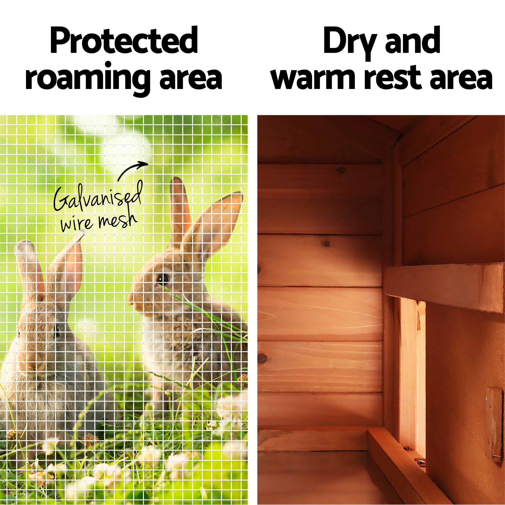 Chicken Coop Rabbit Hutch 220cm x 44cm x 84cm Large Run Wooden Outdoor Cage House