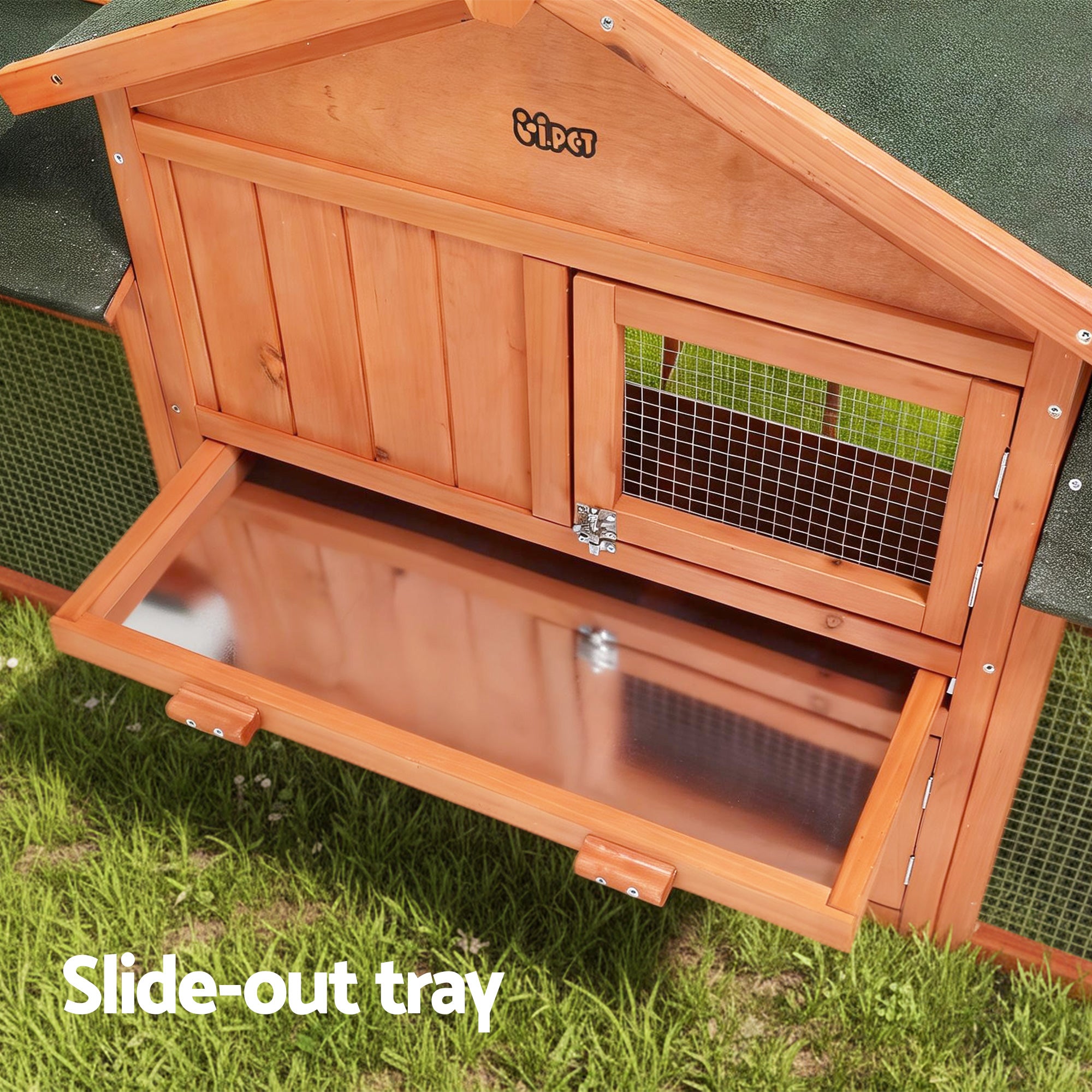 Chicken Coop Rabbit Hutch 220cm x 44cm x 84cm Large Run Wooden Outdoor Cage House