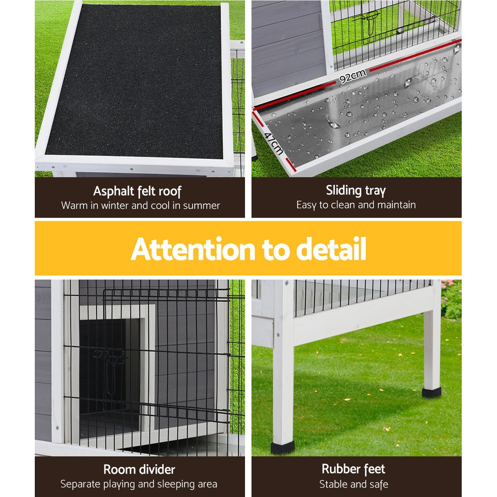 Wooden Chicken Coop Rabbit Hutch Large Outdoor Cage 97cm