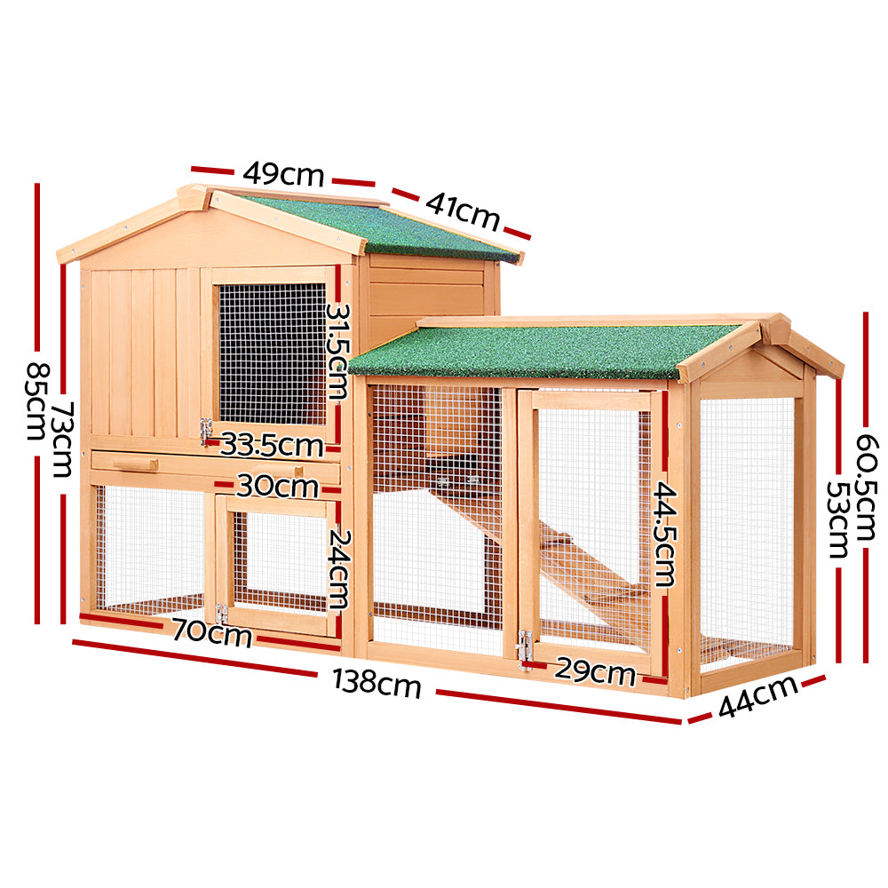 Large Chicken Coop Rabbit Hutch 138X44X85Cm Outdoor Cage