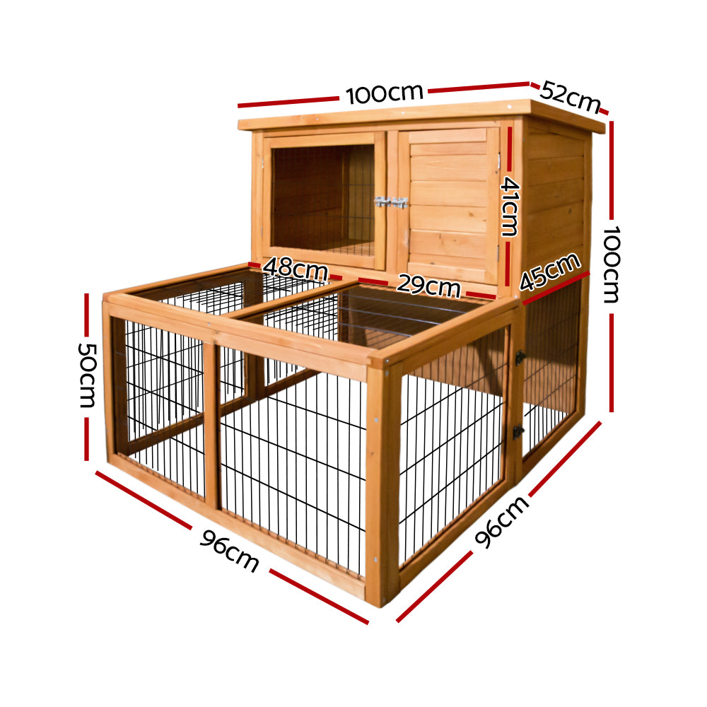 Large Chicken Coop Rabbit Hutch 96x96x100cm Wooden Cage