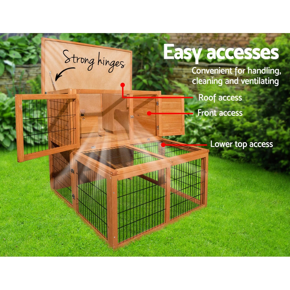 Large Chicken Coop Rabbit Hutch 96x96x100cm Wooden Cage