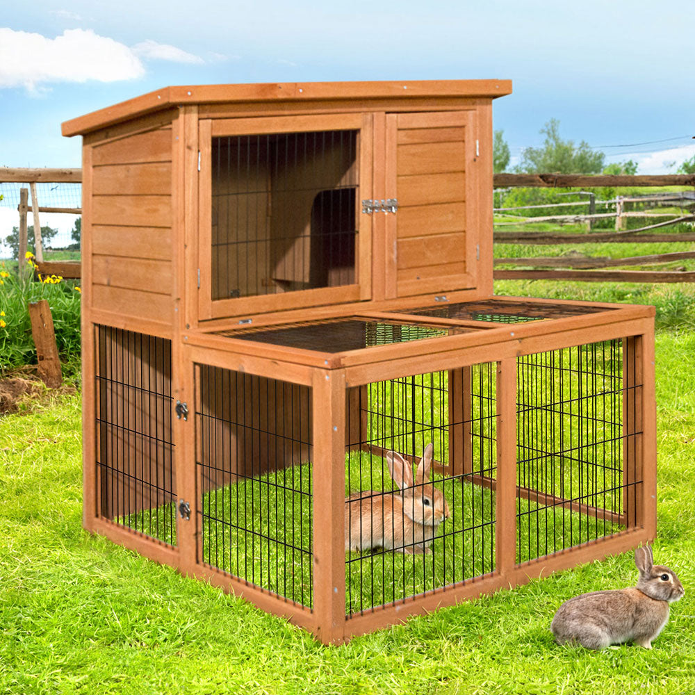 Large Chicken Coop Rabbit Hutch 96x96x100cm Wooden Cage