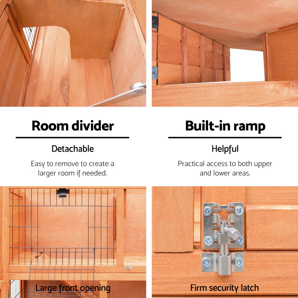 88x40x76cm Large Wooden Chicken Coop & Rabbit Hutch Outdoor Cage House