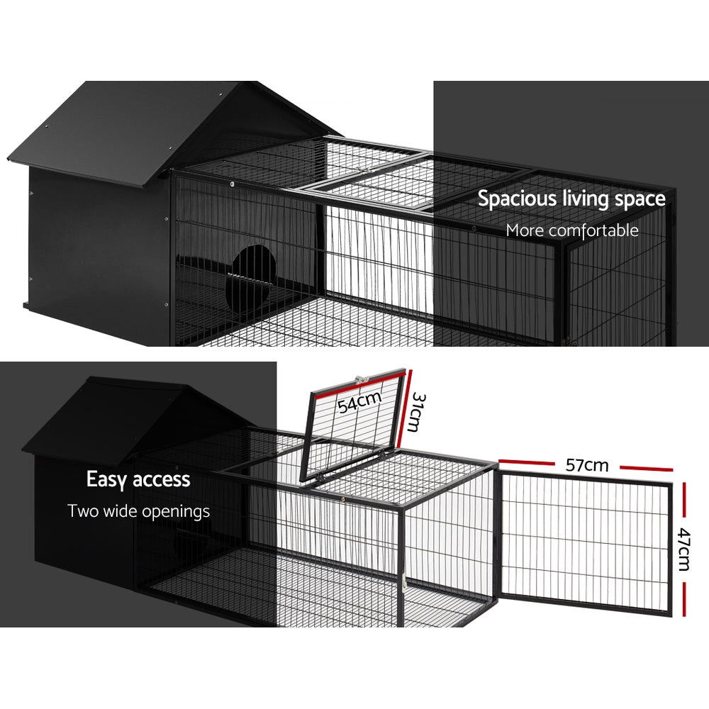 Rabbit Cage Hutch 162X60Cm Enclosure Metal