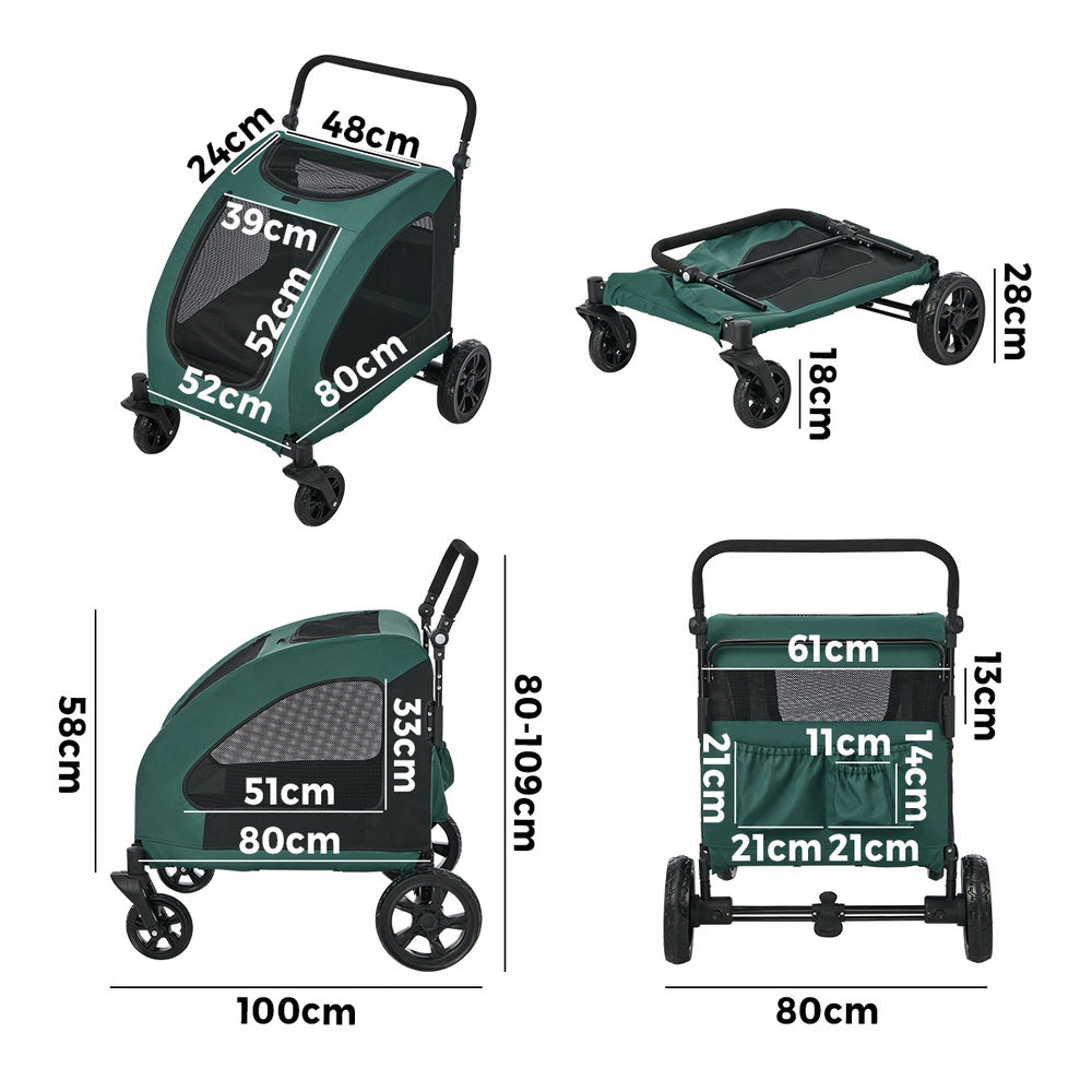Large Pet Stroller Foldable Carrier 80x100x88cm