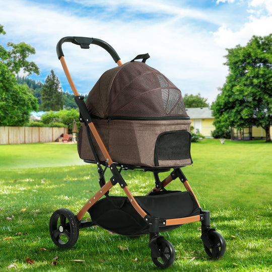 Pet Stroller Dog Pram Large Cat Carrier Travel Foldable 4 Wheels Pushchair Double | Double