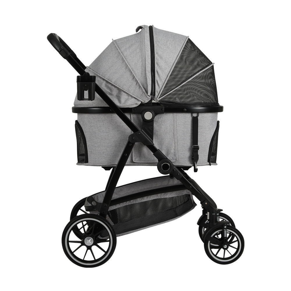 Pet Stroller Dog Pram Large Cat Carrier Travel Pushchair 4 Wheels Foldable