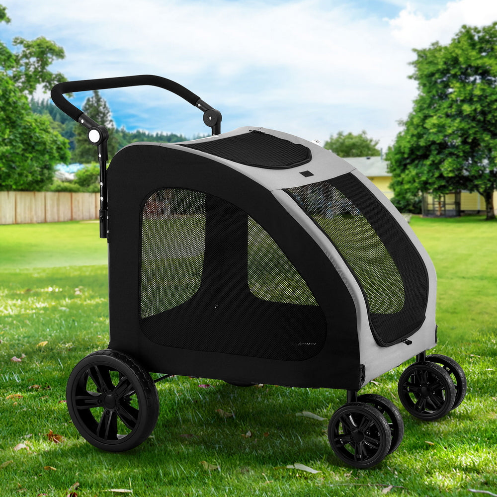 Pet Stroller Dog Pram Large Carrier Cat Travel Stroller 4-Wheel Trolley
