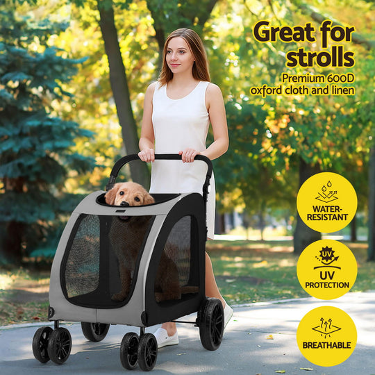 Pet Stroller Dog Pram Large Carrier Cat Travel Foldable