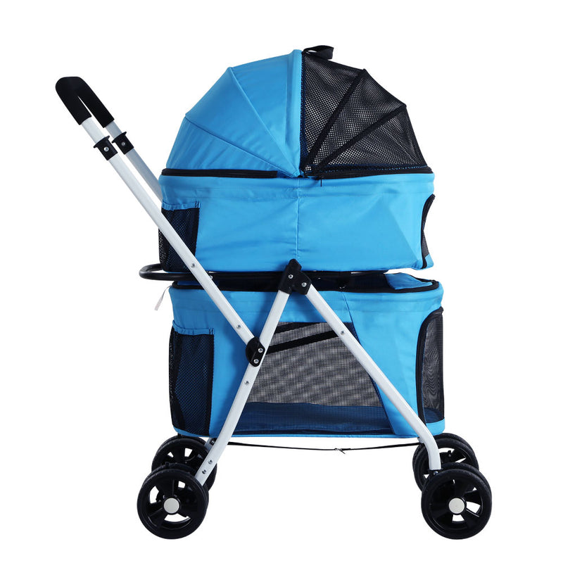 Pet Stroller Dog Foldable 4 Wheels Double