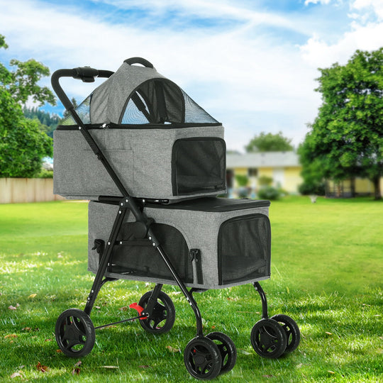 Pet Stroller 2-Tier Dog Pram Large Cat Carrier Travel