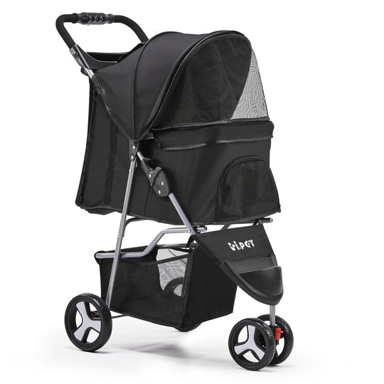 Pet Stroller Dog Pram Cat Carrier Large Travel Pushchair Foldable 3 Wheels, Cat Carriers & Crates