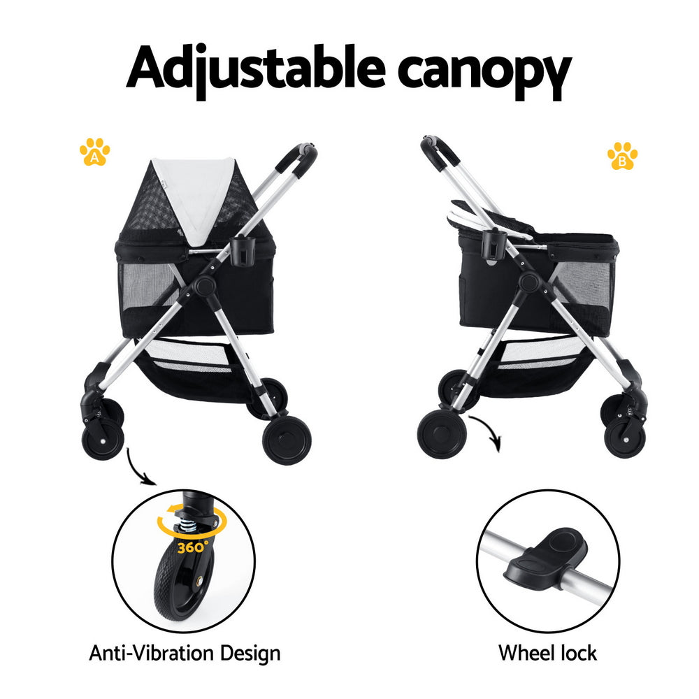 Pet Stroller Pram Dog Cat Carrier Cage Large Travel Pushchair Foldable 4 Wheels