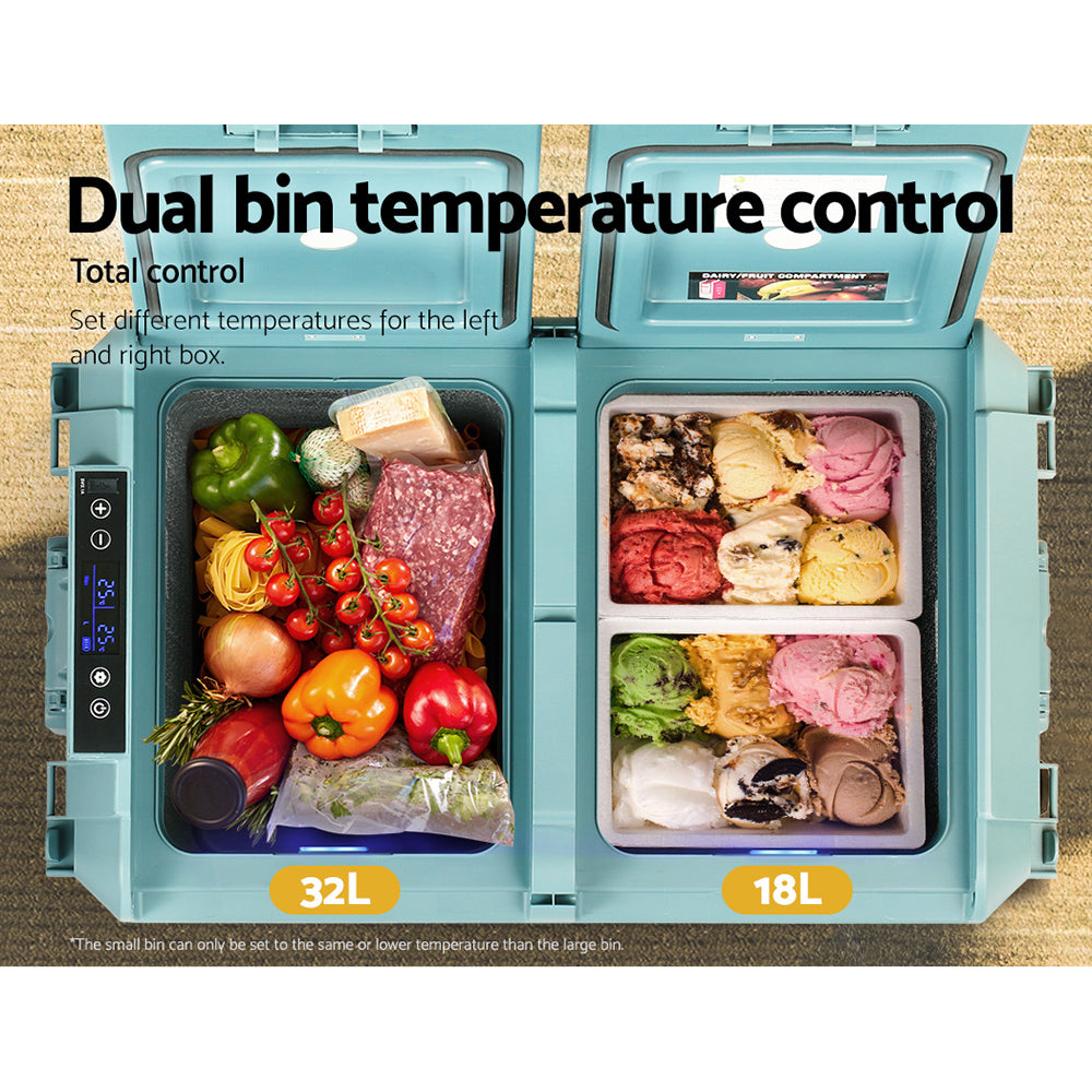 50L Portable Fridge Freezer Cooler Camping 12V/24V/240V Caravan