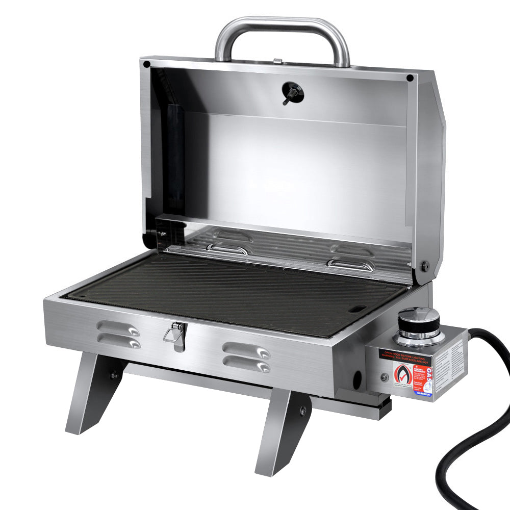 Portable Gas BBQ Grill with Double-Sided Cooking Plate Outdoor | Double