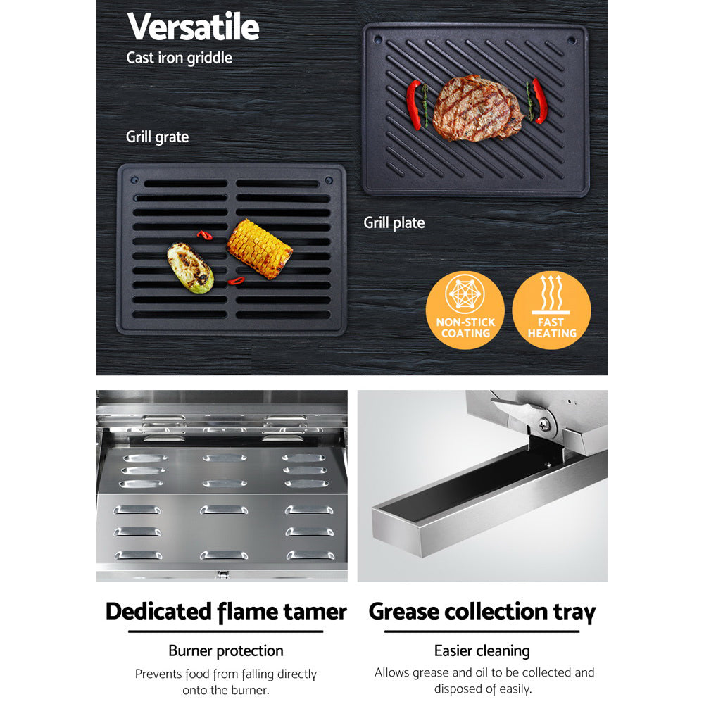 Portable Gas BBQ LPG Oven Camping Cooker Grill 2 Burners with 2 Plates Outdoor