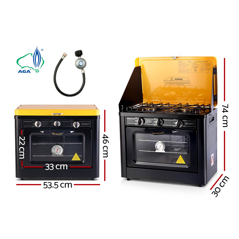 Portable LPG Gas Oven Black Outdoor Camping BBQ Stove Cooker