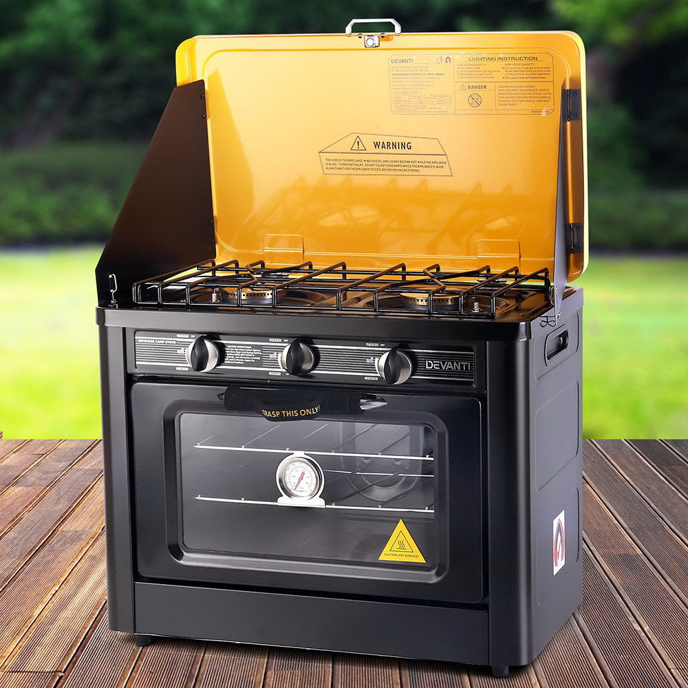 Portable LPG Gas Oven Black Outdoor Camping BBQ Stove Cooker