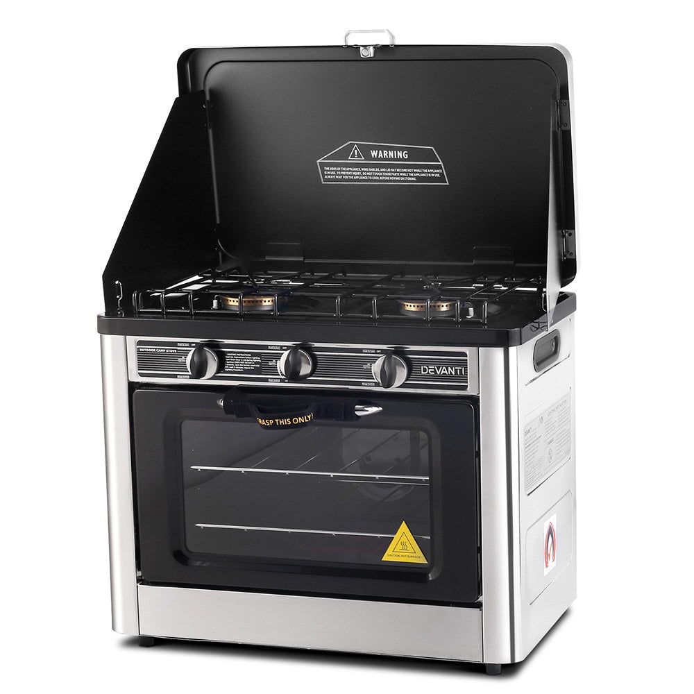 Portable LPG Gas Oven Stove Camping Cooker Stainless Steel 2 Burner | Steel finish