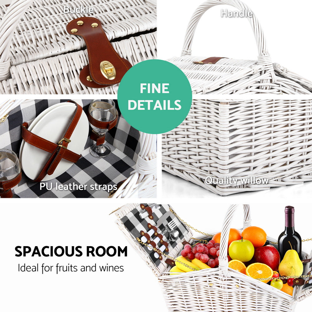 2 Person Picnic Basket Set Insulated Blanket Bag