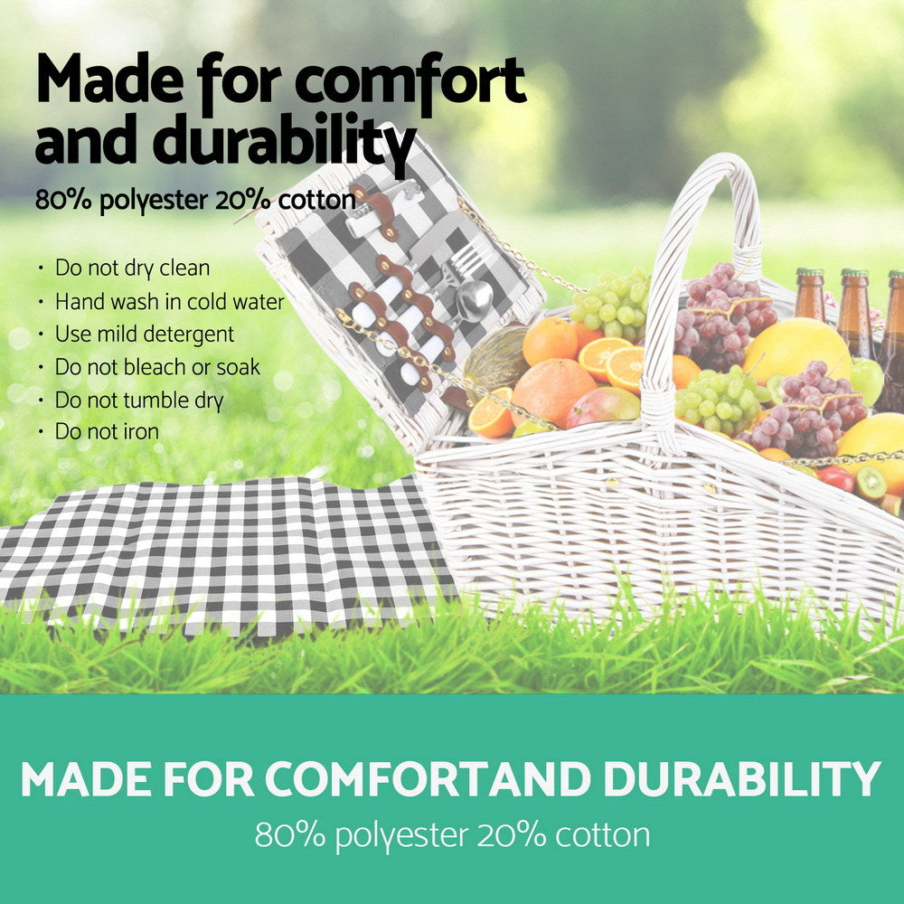 2 Person Picnic Basket Set Insulated Blanket Bag