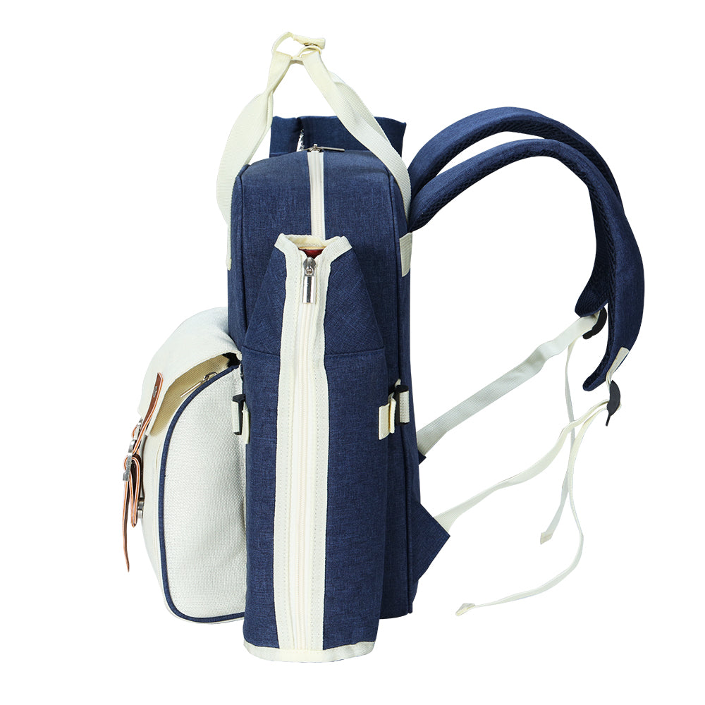 4 Person Picnic Basket Set Backpack Bag Insulated Blue
