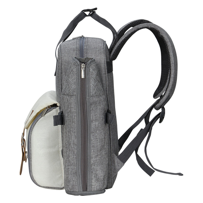 4 Person Picnic Basket Set Backpack Bag Insulated Grey - Cooler Outdoor Liquor