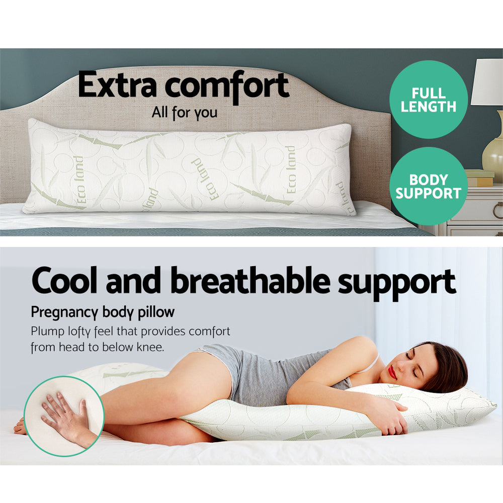 Body Support Pillow Bamboo Cover Comfortable Full Length Support