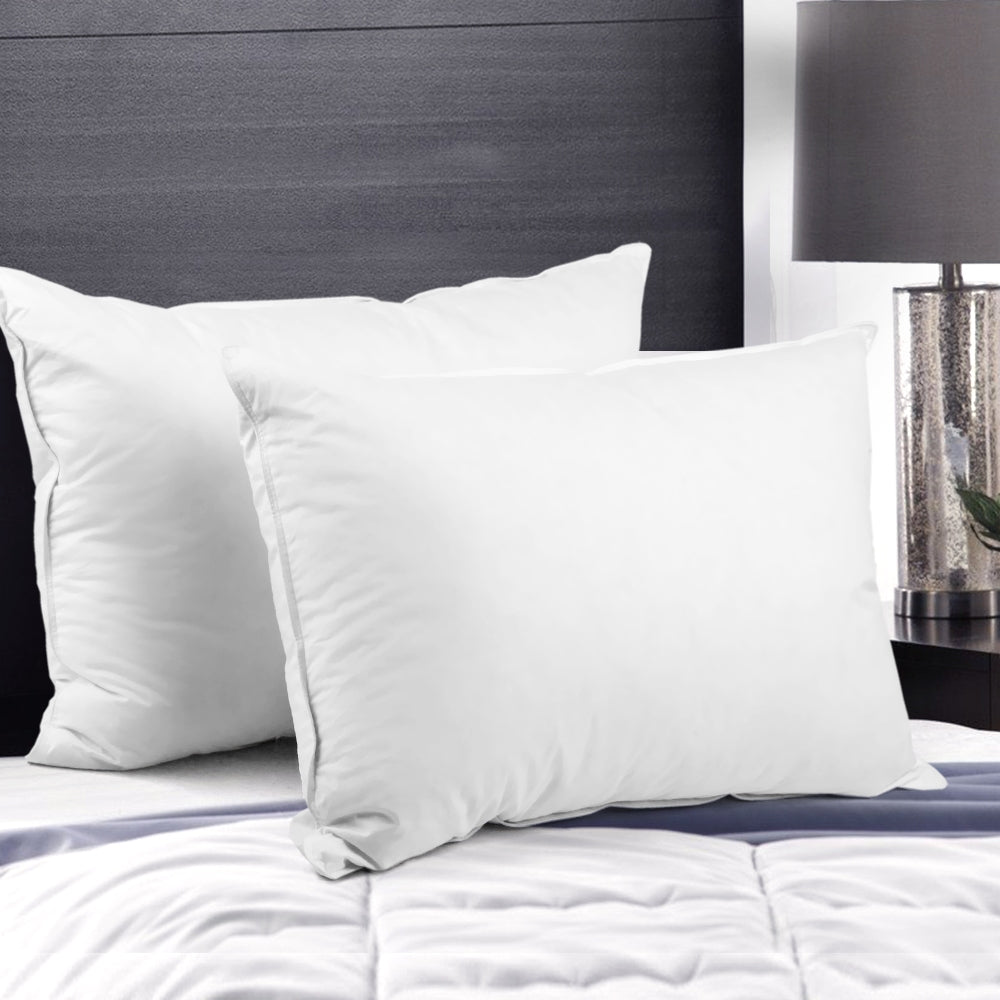Duck Feather Down Pillows Twin Pack Soft Comfortable Sleeping Cushions