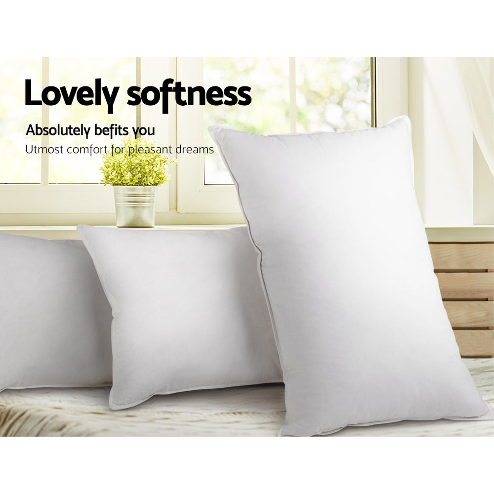 Duck Feather Down Pillows Twin Pack Soft Comfortable Sleeping Cushions