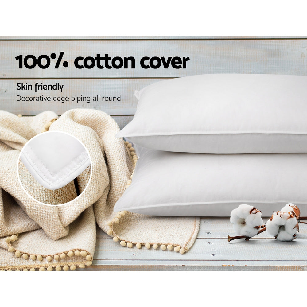 Duck Feather Down Pillows Twin Pack Soft Comfortable Sleeping Cushions