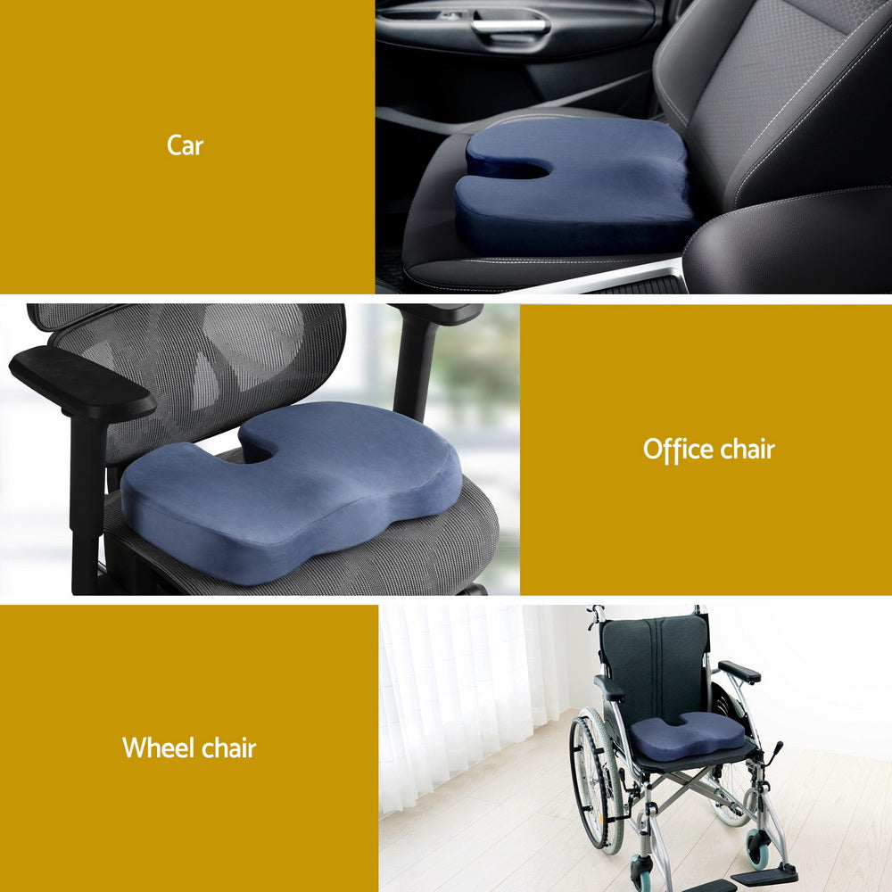 Seat Cushion Memory Foam Pillow Back Pain Relief Chair Pad Black