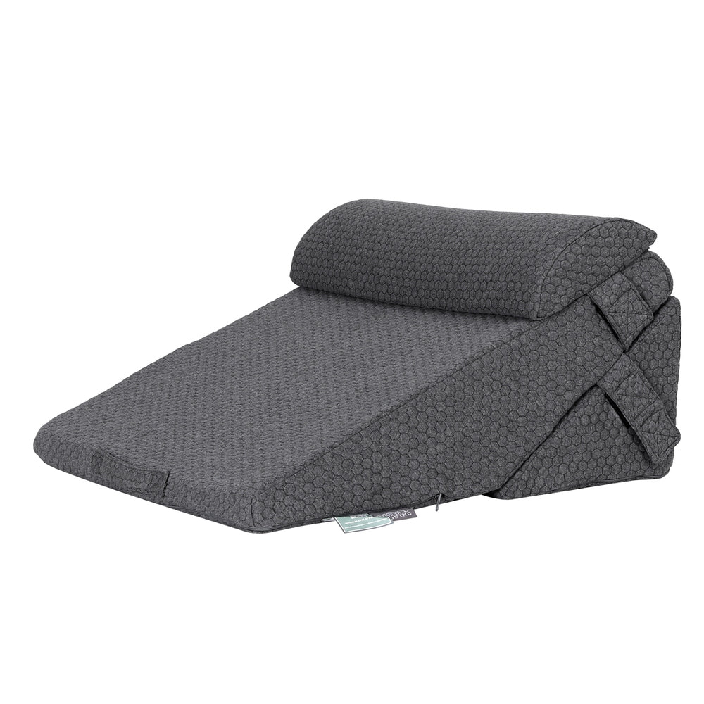 Pillows - Adjustable Wedge Pillow Grey Fabric Upholstery King Size