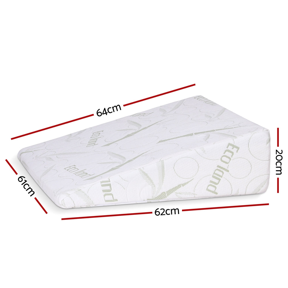 Wedge Pillow Gel Memory Foam Ergonomic Support Bamboo Cover, Bamboo finish