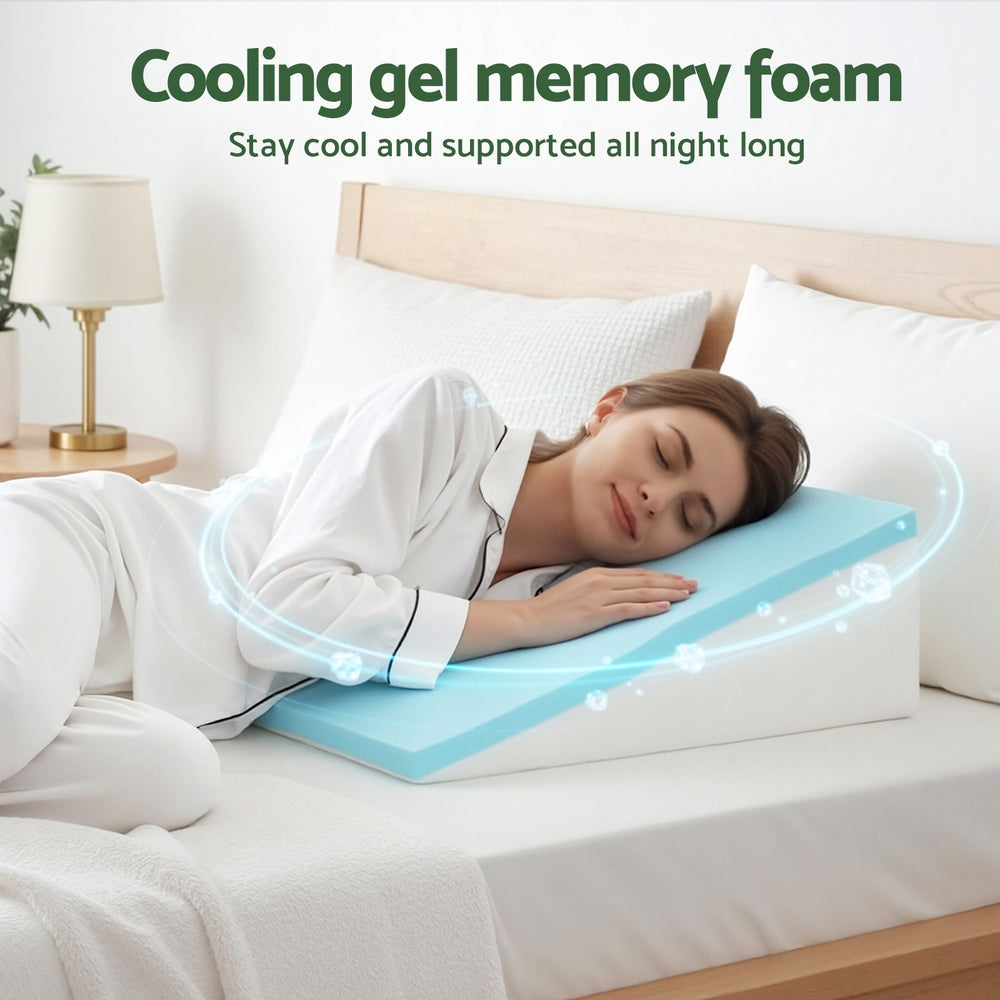 Wedge Pillow Gel Memory Foam Ergonomic Support Bamboo Cover | Pillows