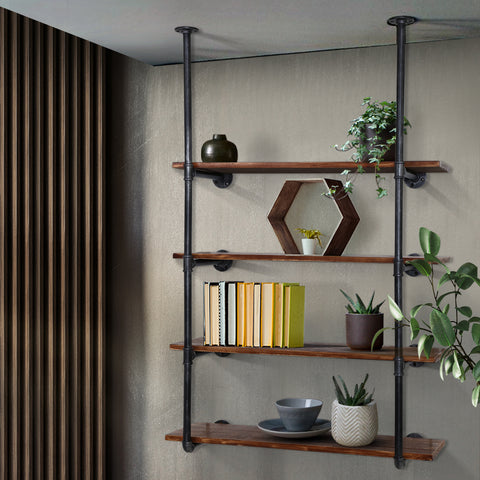 Wall Display Shelves Industrial Bookshelf DIY Pipe Shelf Brackets