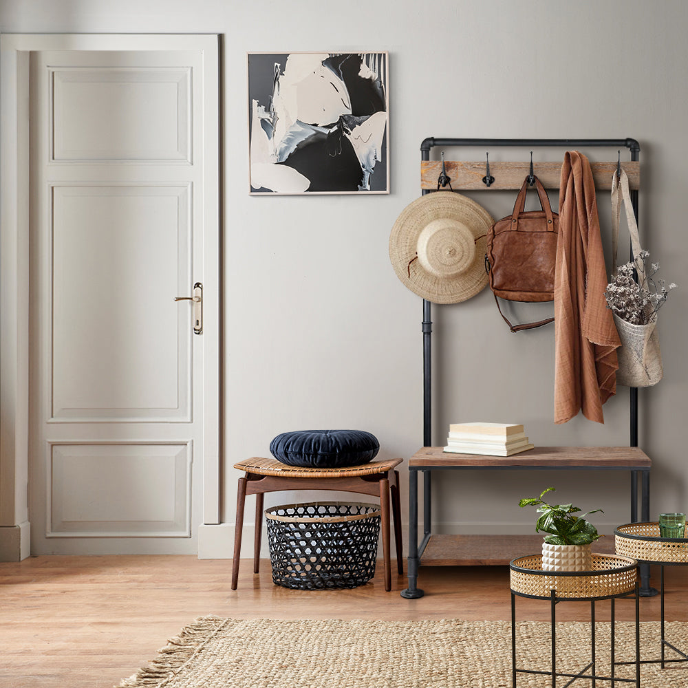Clothes Rack Coat Stand 161X80Cm Hanger Closet | Artiss Rustic Hook Shoe