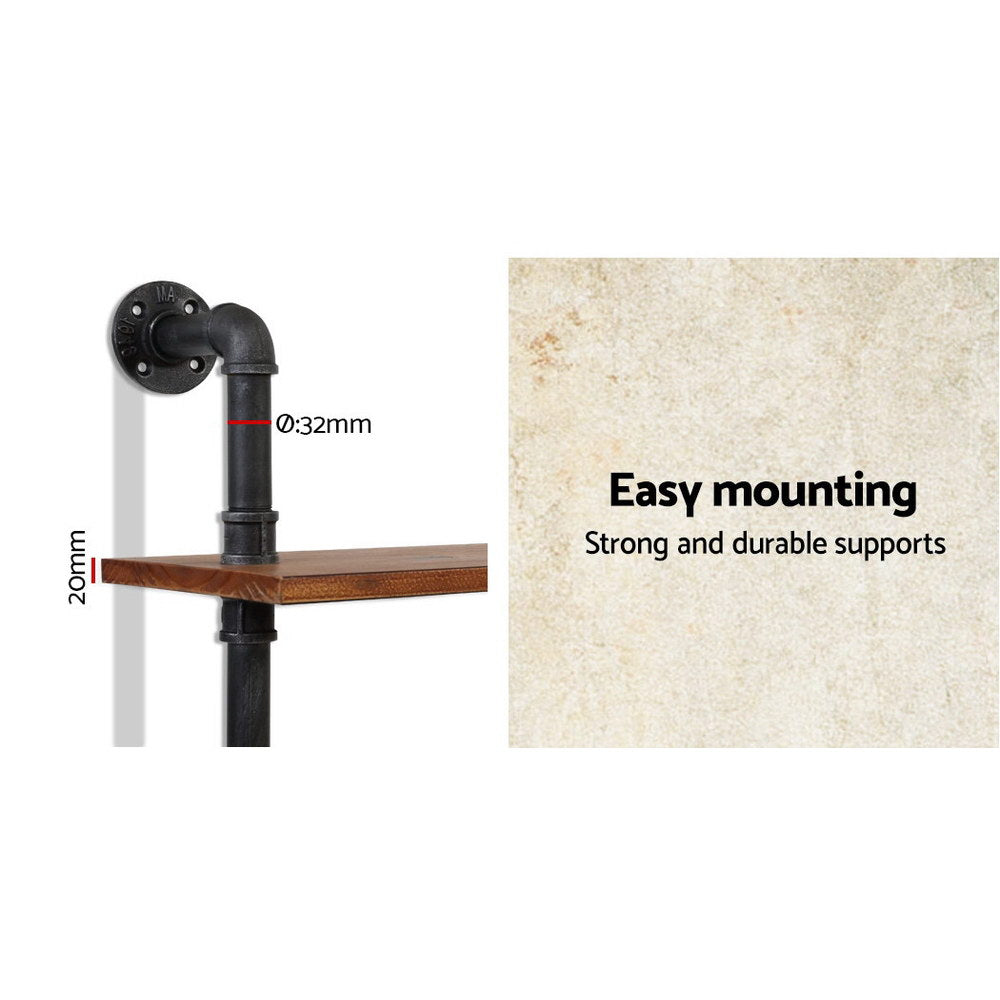 Floating DIY Pipe Shelf 6 Tiers Ira Wall Storage Industrial Style